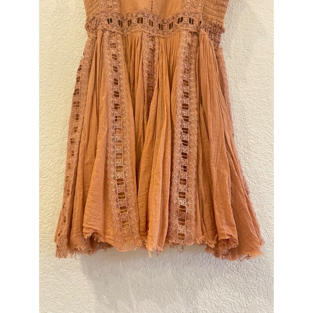 Free People FP One Verona Mini Dress Orange Boho Fairy Beach Crochet Lace Small - Picture 4 of 9